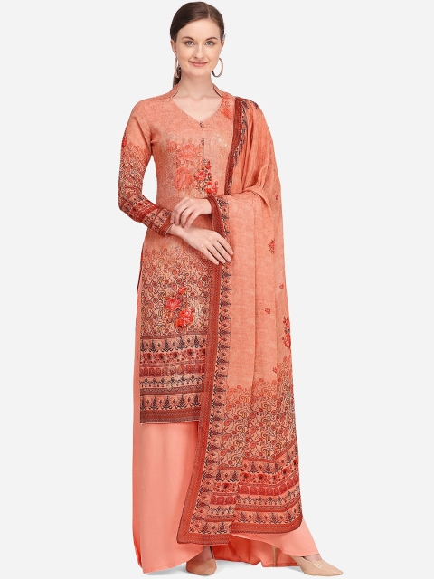 

Stylee LIFESTYLE Women Peach-Coloured Printed Unstitched Dress Material