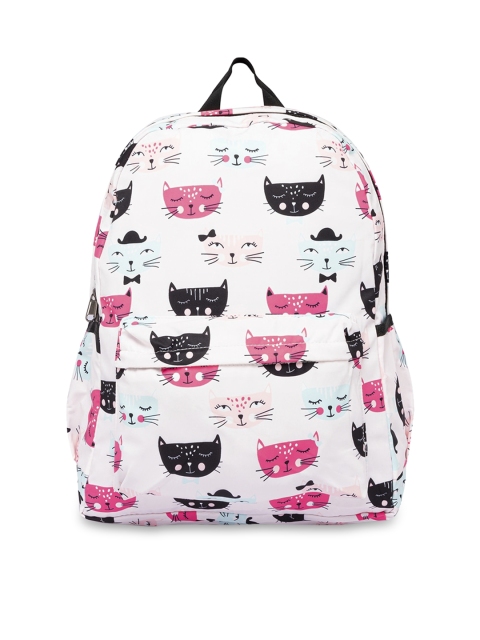 

SATCHEL Pink & White Cat Face Printed Backpack