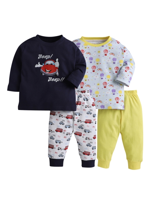 

BUMZEE Unisex Kids Yellow & Blue Printed Clothing Set