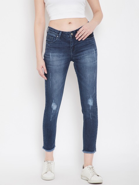 

Madame Women Navy Blue Regular Fit Mid-Rise Mildly Distressed Jeans