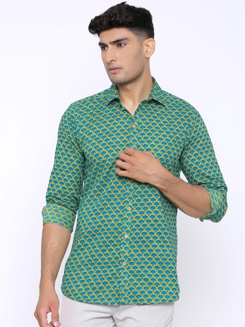

Tistabene Men Green Slim Fit Printed Casual Shirt