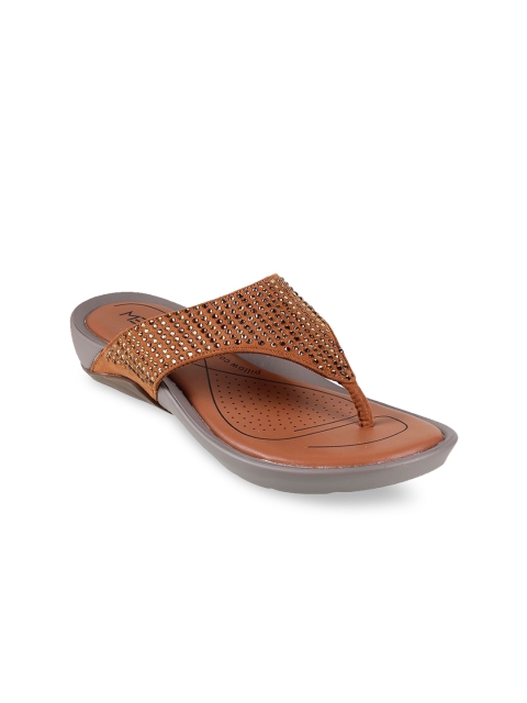 

Metro Women Brown Embellished Open Toe Flats