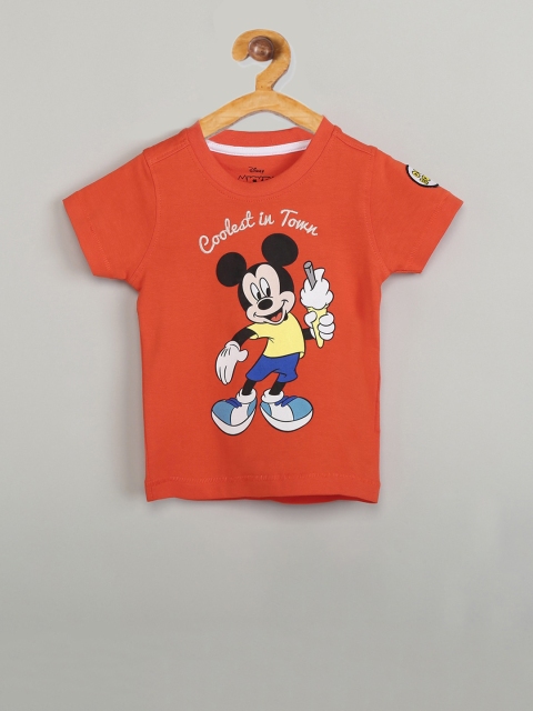 

max Boys Orange Printed Round Neck T-shirt