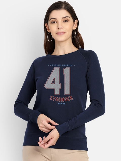 

Free Authority Women Navy Blue & Grey Captain America Print Sweatshirt