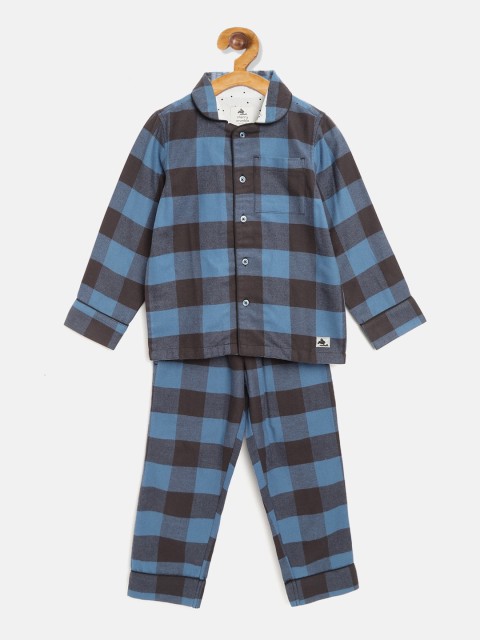 

Cherry Crumble Boys Blue & Grey Checked Night Suit