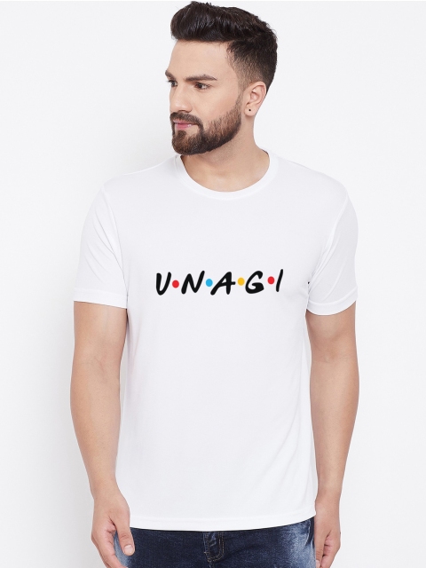 

wesquare Men White Printed Round Neck Cotton T-shirt