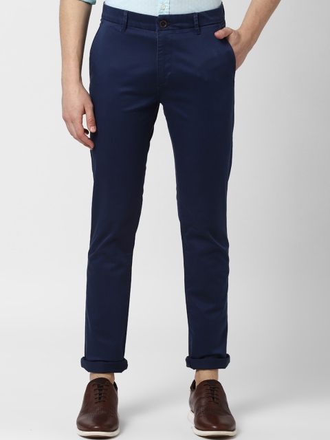 

Peter England Casuals Men Navy Blue Solid Regular Trousers