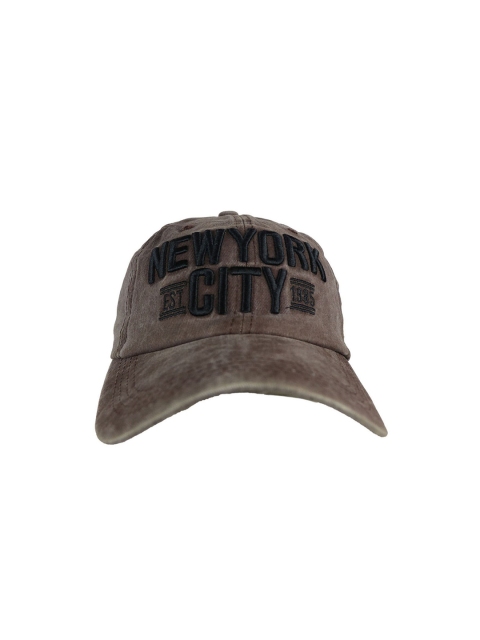 

iSWEVEN Unisex Brown & Black Embroidered Snapback Cap
