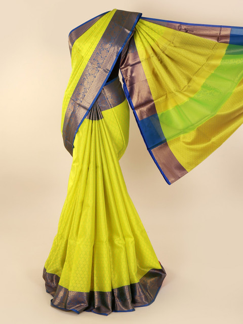 

Pothys Fluorescent Green Printed Cotton Blend Saree