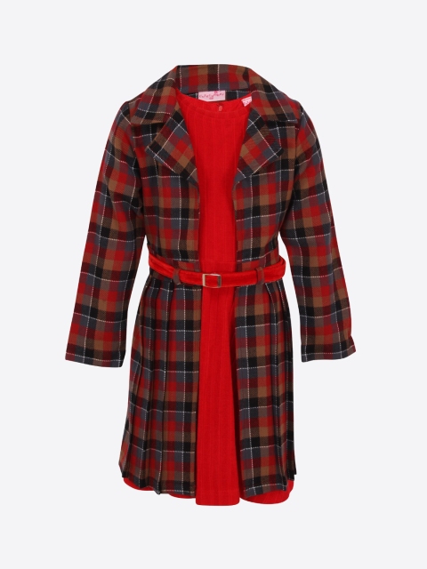 

CUTECUMBER Girls Red Checked Fit and Flare Dress