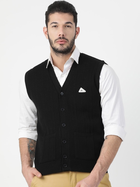 

Monte Carlo Men Black Solid Pure Wool Cardigan