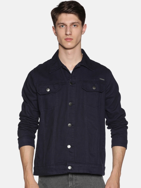 

IMPACKT Men Navy Blue Printed Denim Jacket
