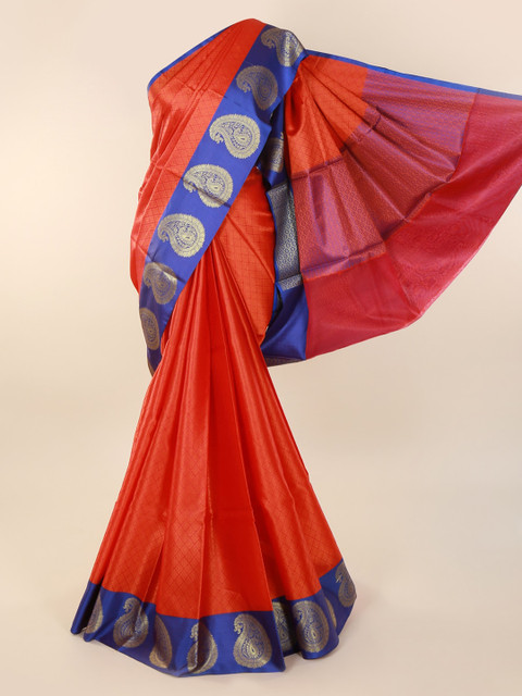 

Pothys Orange Woven Design Cotton Blend Saree