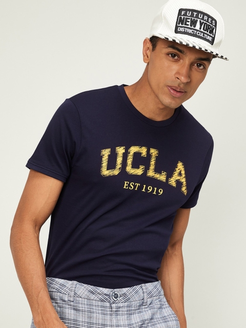 

UCLA Men Navy Blue Printed V-Neck T-shirt