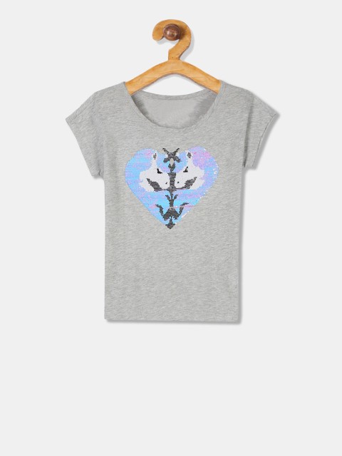 

The Childrens Place Girls Grey Flip Sequin Embellished Top