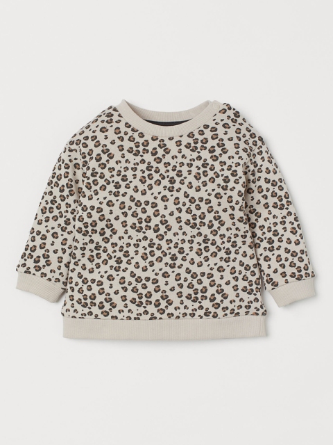 

H&M Girls Beige Printed Sweatshirt