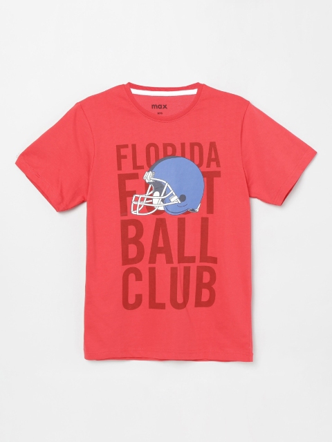 

max Boys Red Printed Round Neck T-shirt
