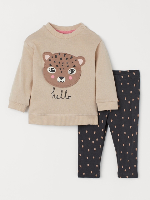 

H&M Kids Beige & Black 2-Piece Printed Set