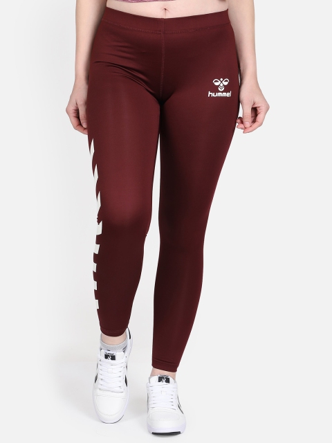 

hummel Women Maroon Solid Tights