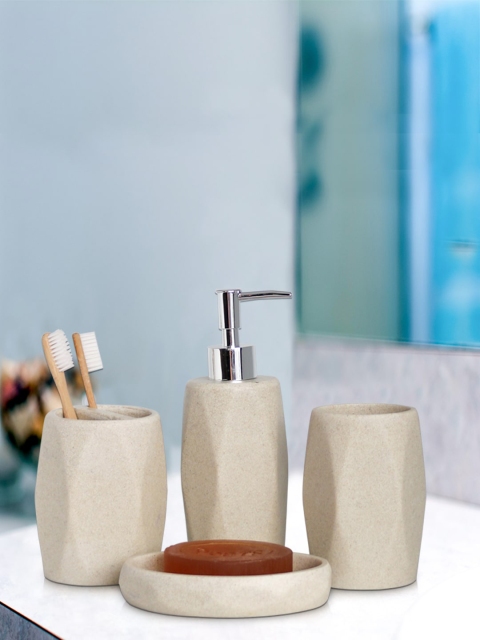 

Shresmo Set Of 4 Beige Textured Bath Accessories