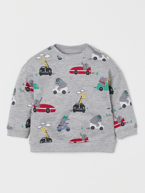 

H&M Boys Grey & Red Printed Cotton Sweatshirt