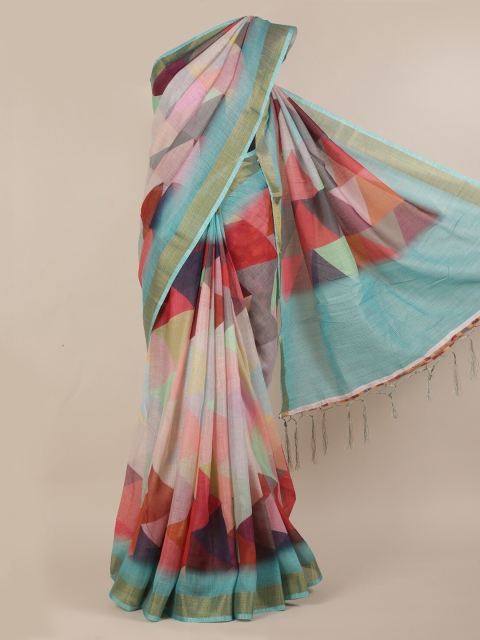 

Pothys Multicoloured Printed Linen Blend Saree, Multi