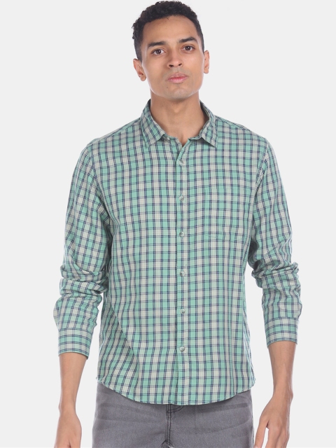 

Ruggers Men Green & Beige Regular Fit Checked Casual Shirt