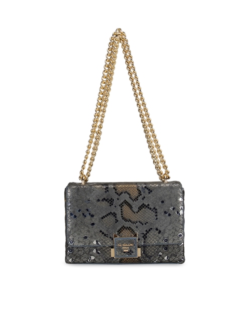 Da Milano Grey & Black Textured Leather Sling Bag