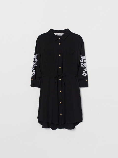 

H&M Girls Black Solid Shirt Dress