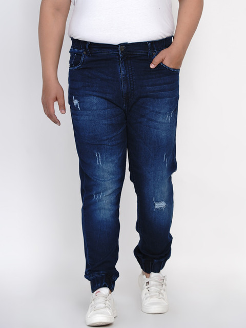 

John Pride Men Navy Blue Mid-Rise Mildly Distressed Stretchable Plus Size Jeans