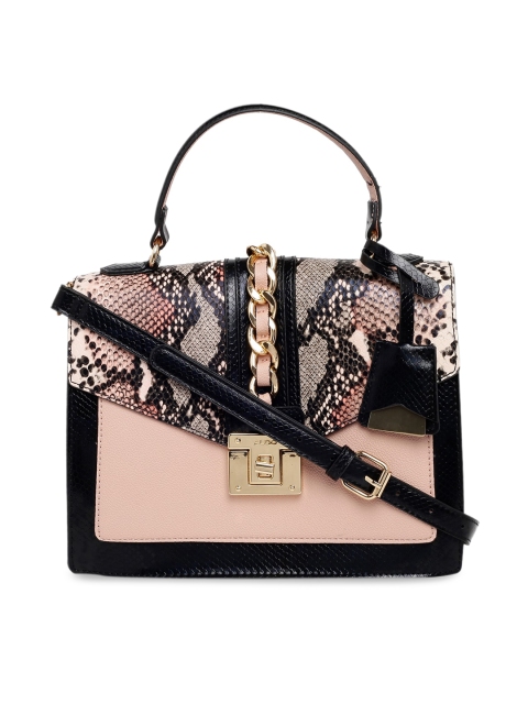 

ALDO Pink & Black Colourblocked Handheld Bag