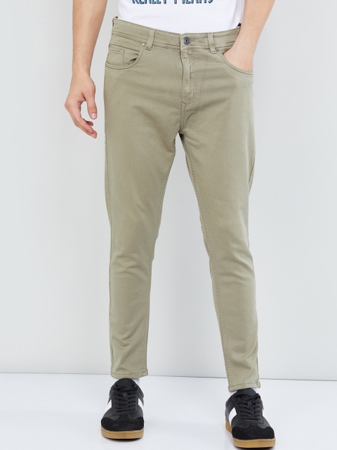 

max Men Olive Green Slim Fit Jeans
