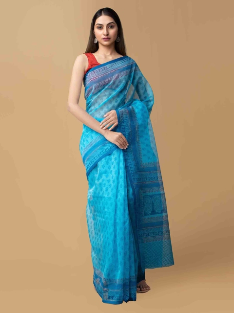 

Unnati Silks Blue Net Printed Kota Saree
