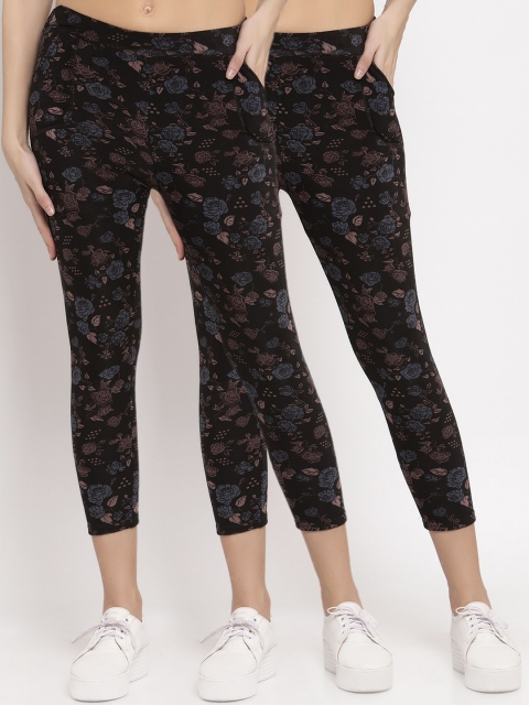 

KLOTTHE Women Pack Of 2 Black Printed Skinny-Fit Jeggings