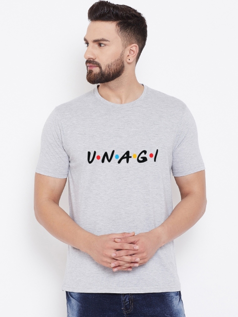 

wesquare Men Grey Printed Round Neck T-shirt