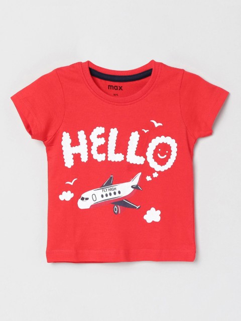 

max Boys Red Printed Round Neck T-shirt