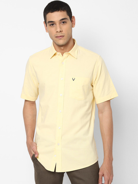 

Allen Solly Men Yellow Slim Fit Solid Cotton Casual Shirt