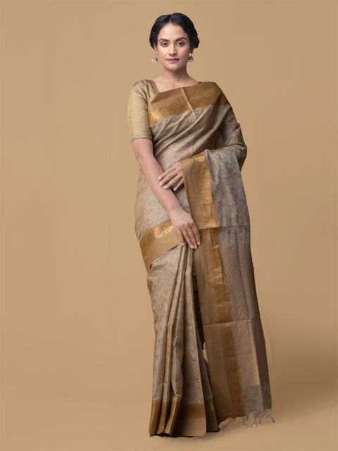 

Unnati Silks Brown Striped Mysore Silk Saree