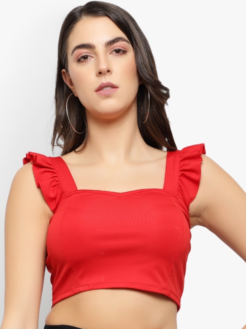 

Meee Women Red Solid Crop Top