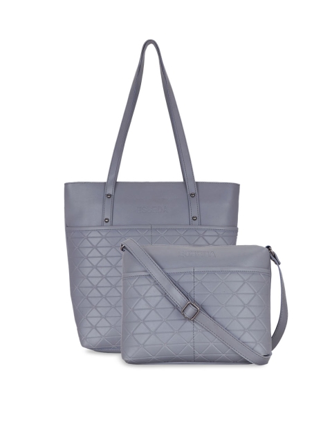 

ESBEDA Grey Self Design Shoulder Bag With Sling Bag