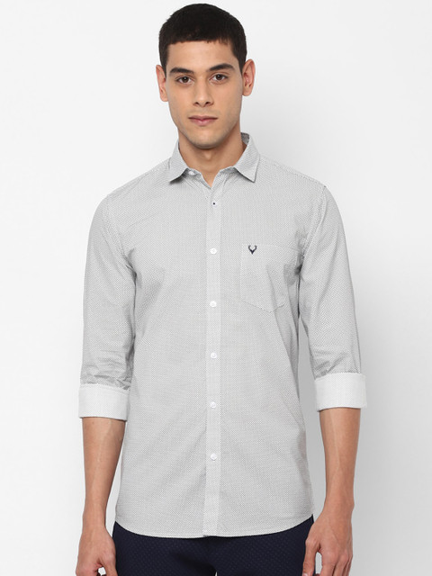 

Allen Solly Men Grey & Off-White Slim Fit Printed Casual Shirt