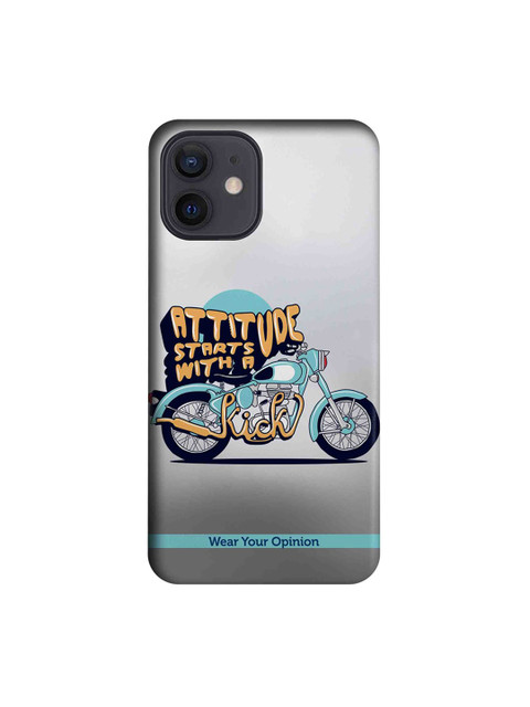 

macmerise Grey & Blue Attitude With Kick Wear Your Opinion Apple iPhone 12 Mobile Back Case