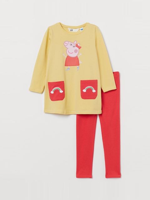 

H&M Girls Yellow & Pink 2-Piece Printed Set