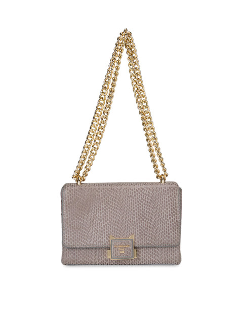 

Da Milano Grey & Off-White Textured Leather Sling Bag