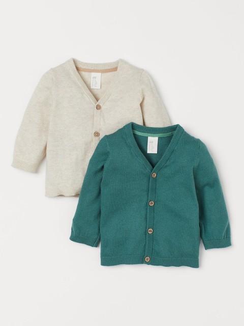

H&M Boys Beige & Green 2-Pack Cotton Cardigans