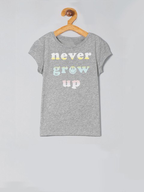 

GAP Girls Grey Printed Round Neck T-shirt