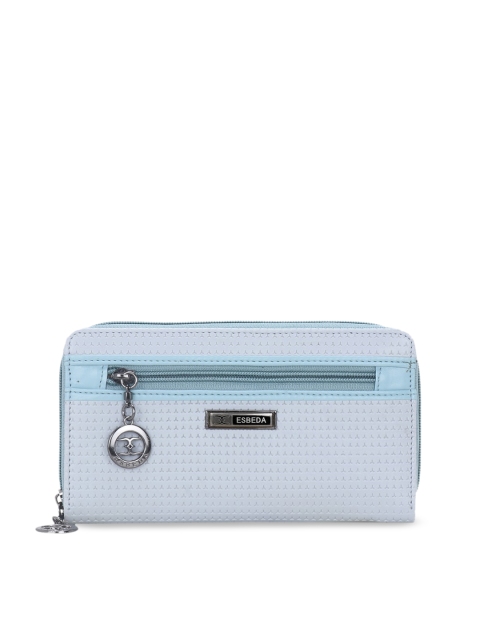 

ESBEDA Women Blue Textured Zip Around Wallet