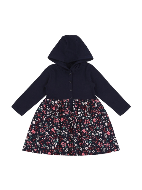

Pantaloons Baby Girls Navy Blue Printed Cotton Fit and Flare Dress