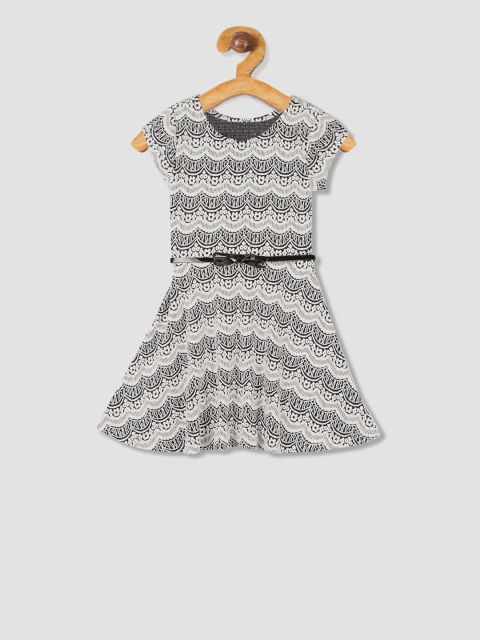 

The Childrens Place Girls Black Printed Fit and Flare Dress