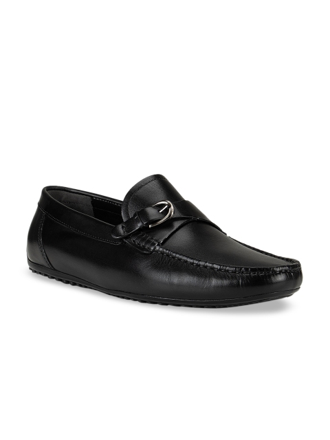 

ROSSO BRUNELLO Men Black Solid Formal Leather Loafers